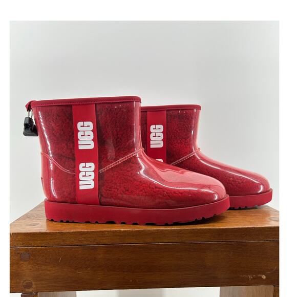 UGG Classic Mini Clear Red NEW $160 Waterproof Red Size W 11 - Picture 3 of 9